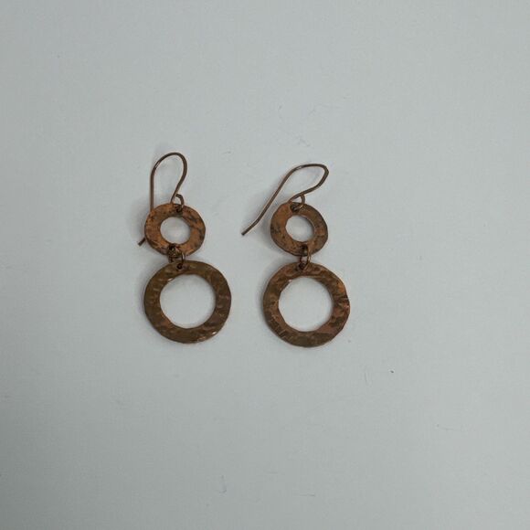 Copper Washer Earrings French Hook Handmade Minimalist Boho Hippie Handmade - Picture 1 of 5